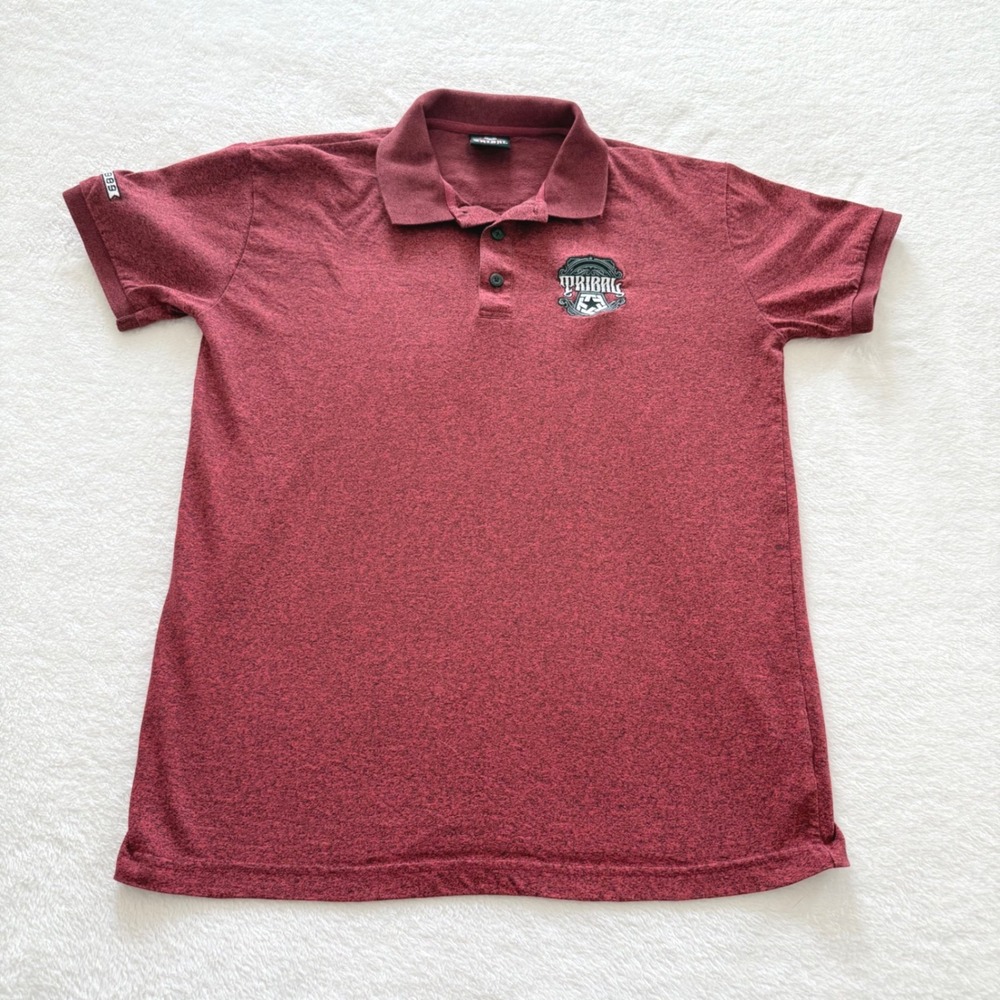 Tribal Gear Polo Shirt Men XL Red 2 Decades Strong Embroidered Y2K Streetwear